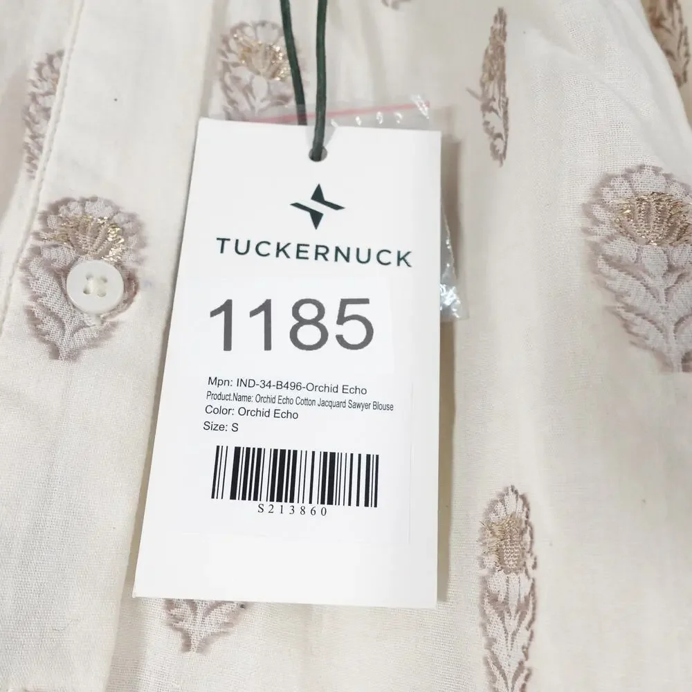 New Tuckernuck Orchid Echo Cotton Jacquard Cream Sawyer Blouse Boho Coastal $188